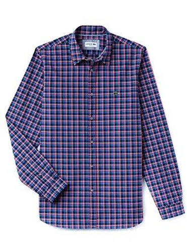 Áo Sơ Mi  Lacoste CH 6541 KV3 Kẻ Phối Màu Xanh Size FR 38